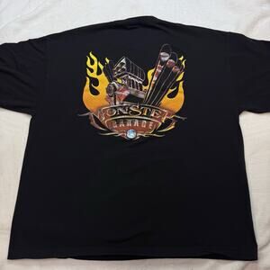 Monster Garage Men’s 3XL XXXL Black Graphic T-Shirt 100% Cotton Short Sleeve Tee